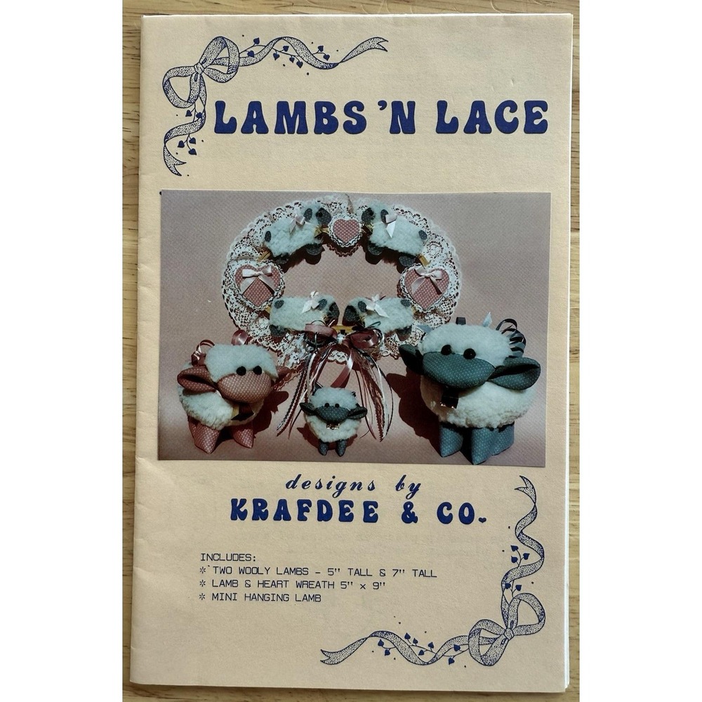 Krafdee & Co. pattern Lambs 'N Lace, lamb heart wreath tiny‎ hanging vintage